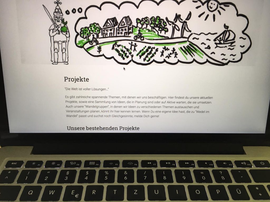 Laptop mit offener Wedel im Wandel-Seite